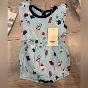 Kyte BABY Light Blue Popsicle Print Romper